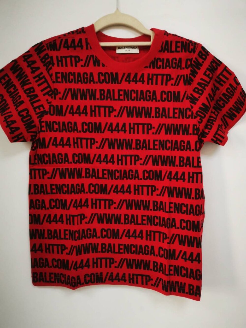BALENCIAGA Women's Red Short‑sleeve T‑shirt Summer Stylish Half‑sleeve Top